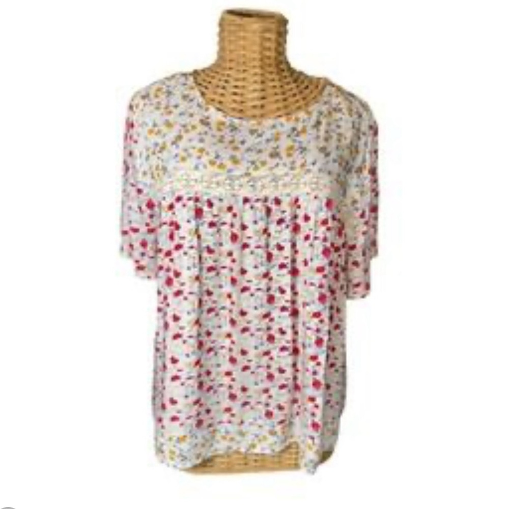 Blue Tassel Elegant Floral Women's Blouse